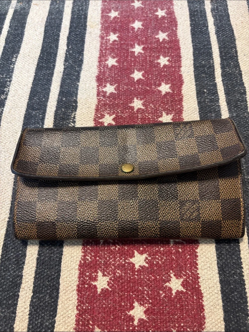 Louis Vuitton Damier Ebene Sarah Wallet (straight flap)
